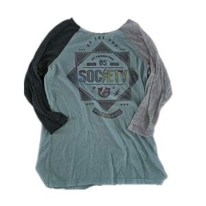 Society Slow Dance Womens T-Shirt Pale Mint Dk Lt Hthr Blk Size SMALL Stains #30